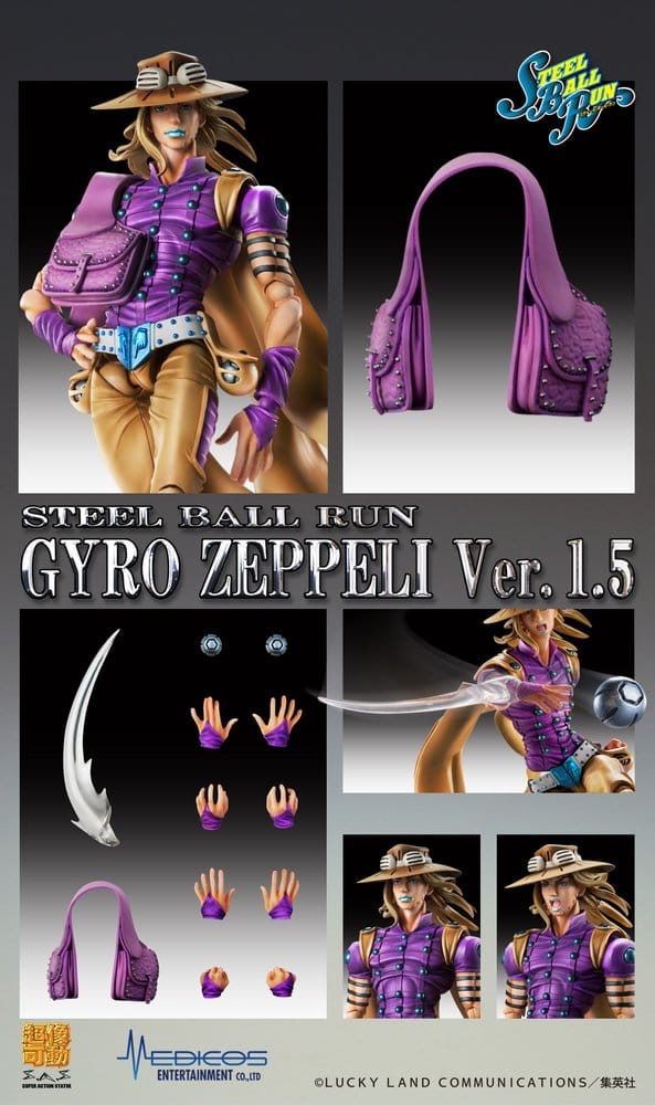 JoJo's Bizarre Adventure - Part 7: Steel Ball Run Super Action Actionfigur Chozokado Gyro Zeppeli Ver.1.5 Figur – Bild 8