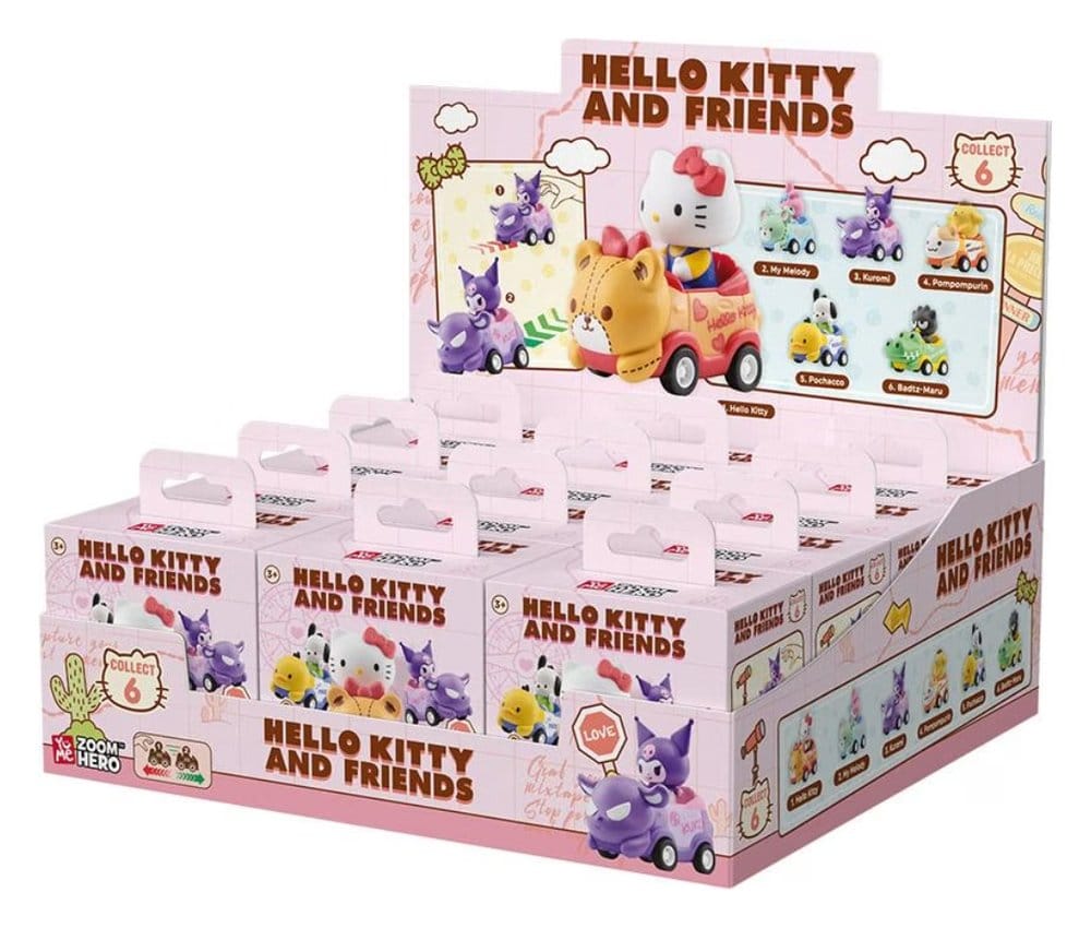 Hello Kitty - Sanrio Zoom Hero Rückzug-Fahrzeuge mit Figuren Hello Kitty and Friends Series 1 Blind Box Display (12) – Bild 1